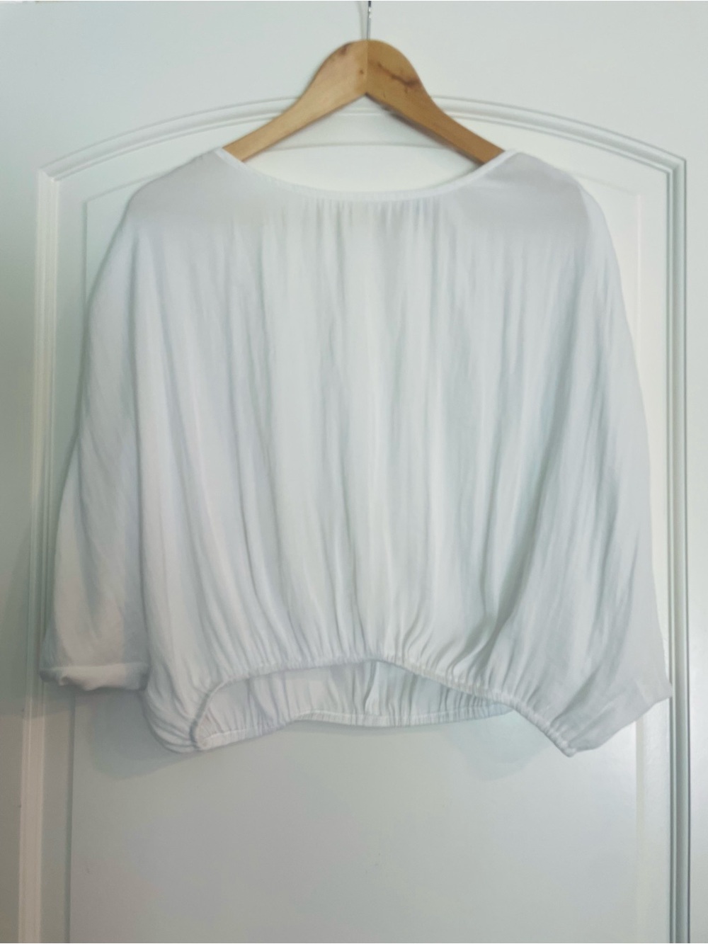 Naked Zebra White Women's Dolman Sleeve Pullover Balloon Blouse Top L - Picture 1 of 7